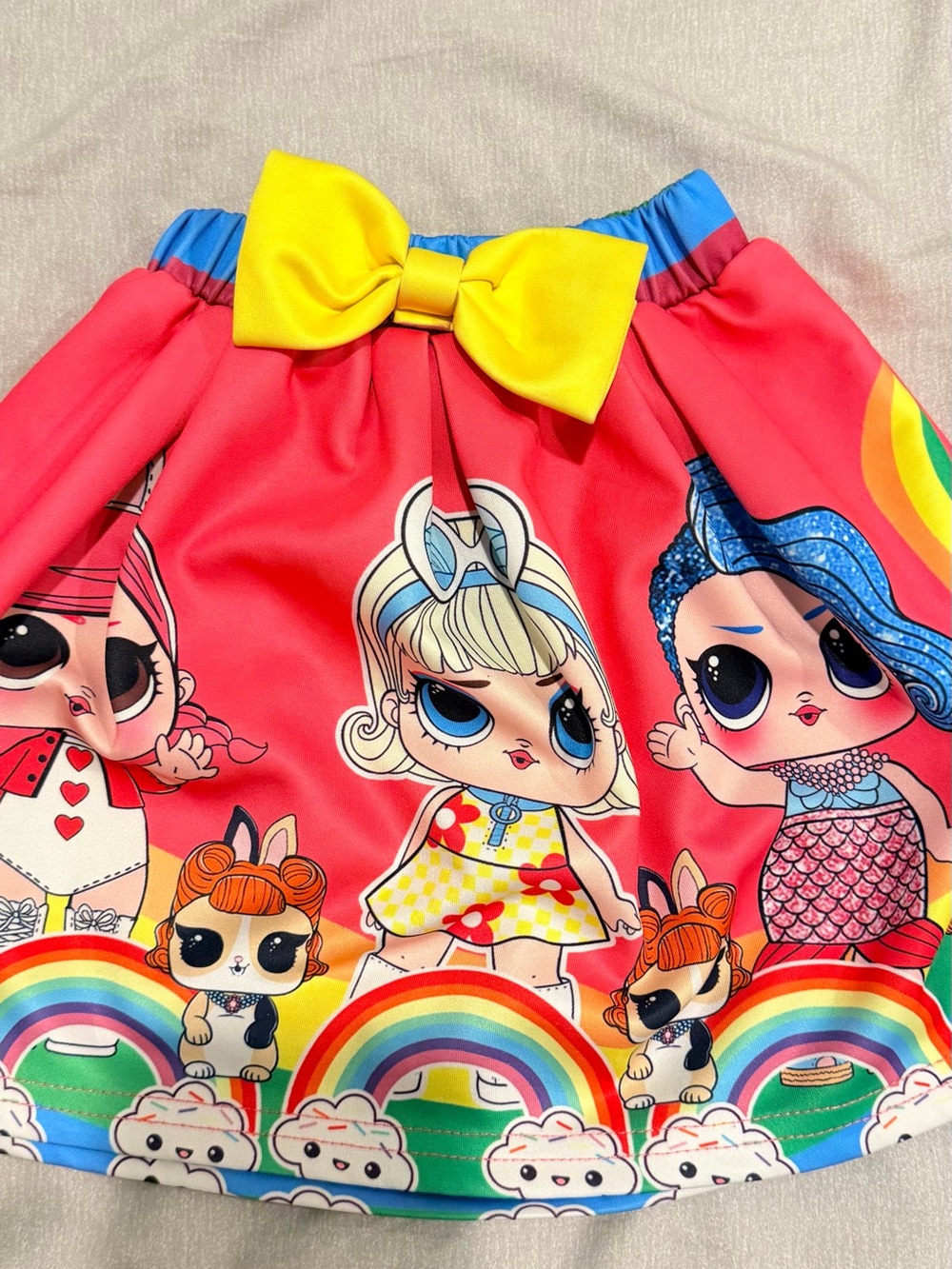 Girls LOL Dolls Pink Skirt with Yellow Bow